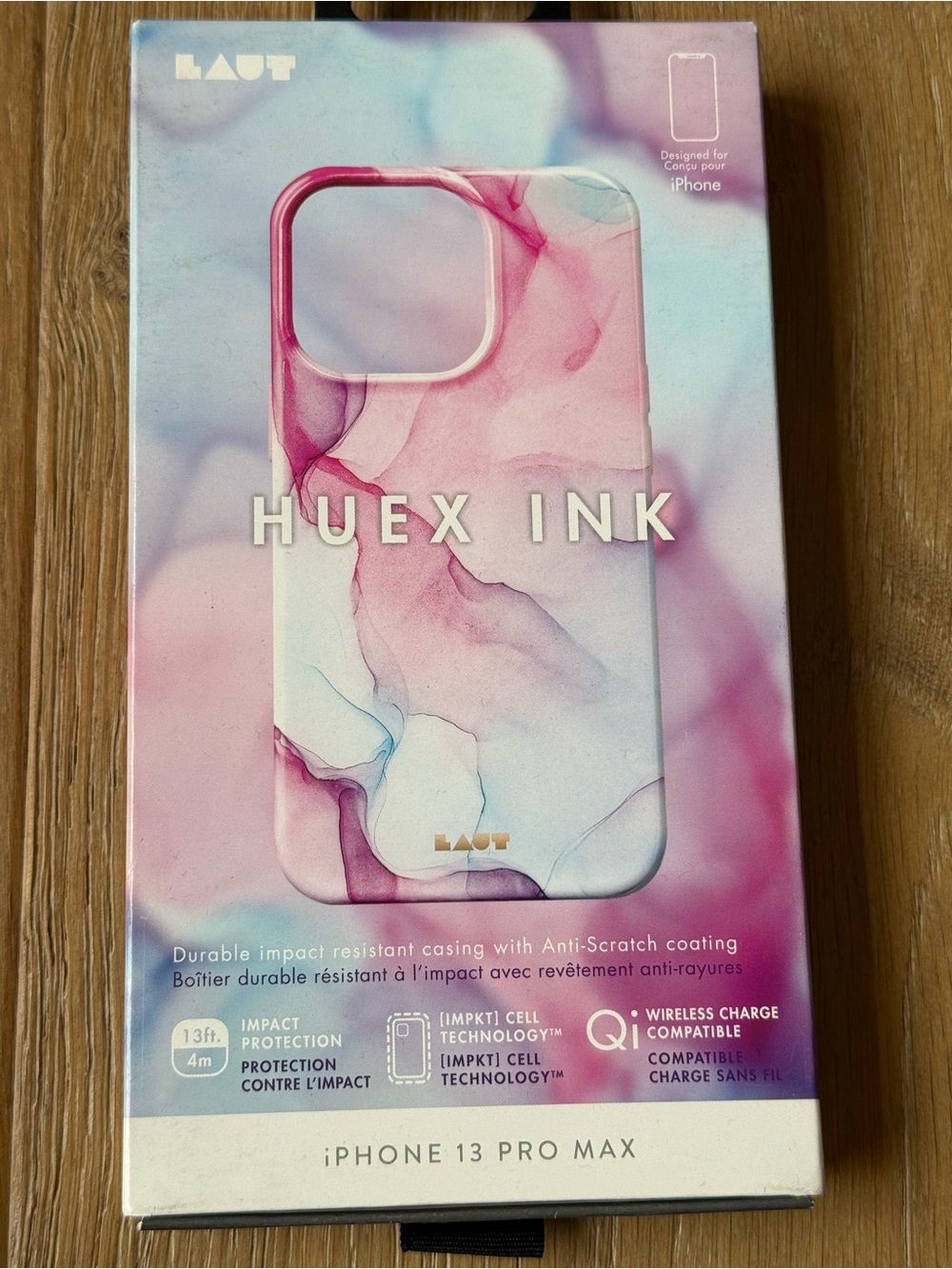 New LAUT Huex Ink iPhone 13 Pro Max Case marble Pink & Blue case